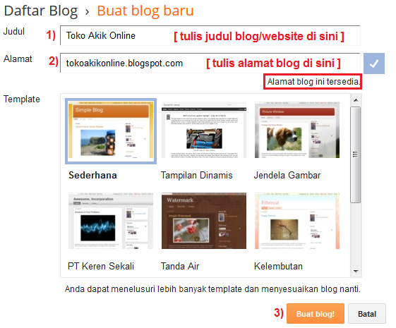 cara membuat blog gratis dengan menggunakan blogger